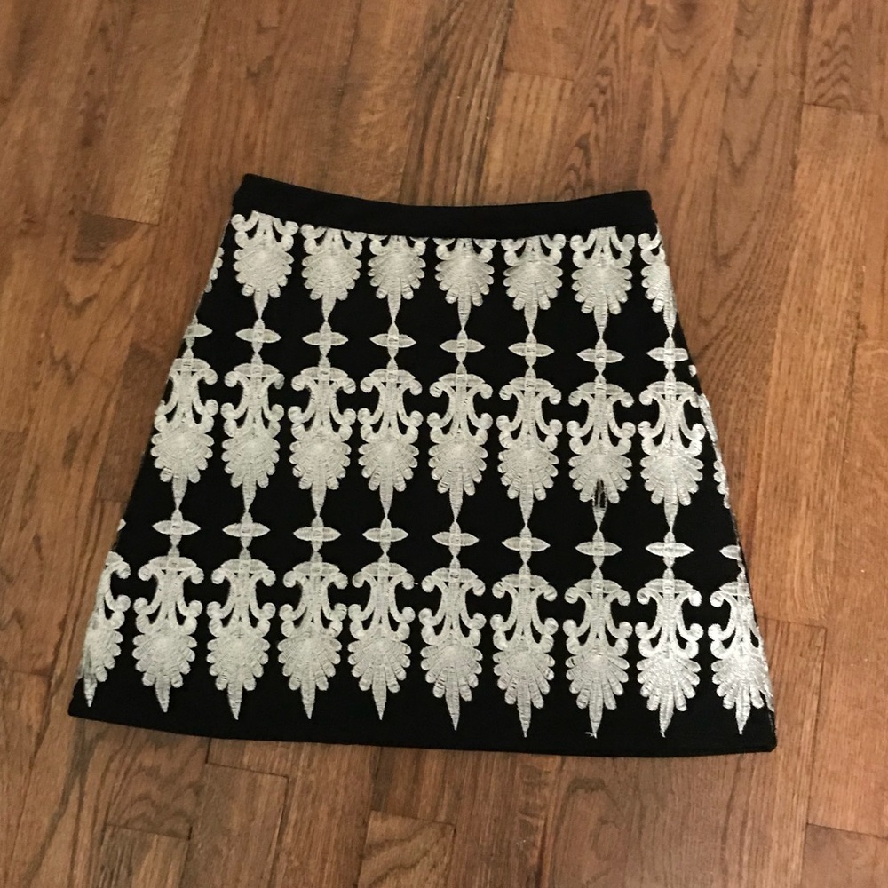 Black and silver embroidered skirt